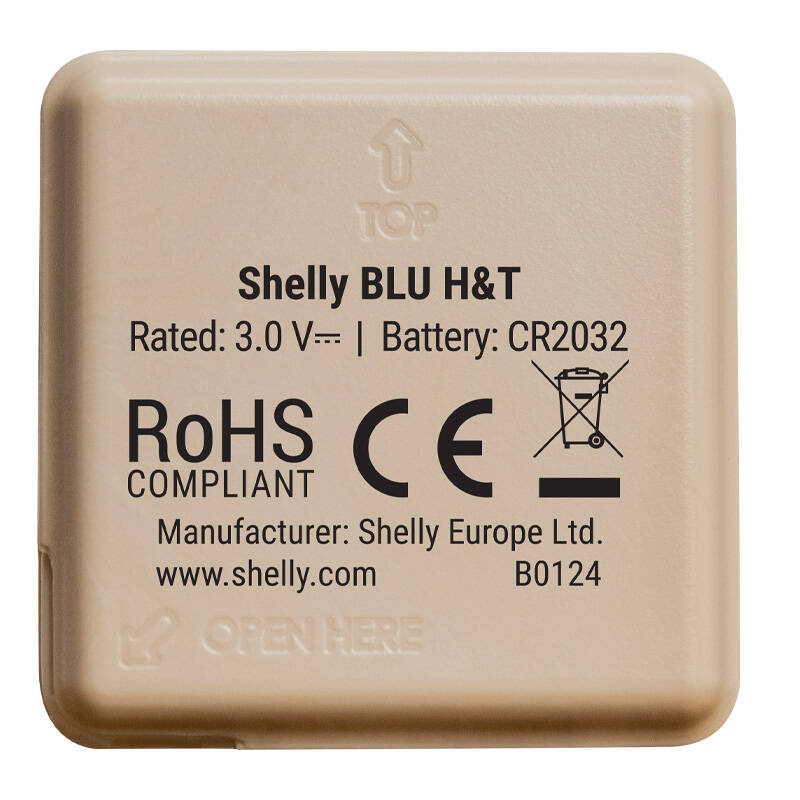 Shelly BLU H&T – Senzor inteligent de temperatură și umiditate Bluetooth, mocha