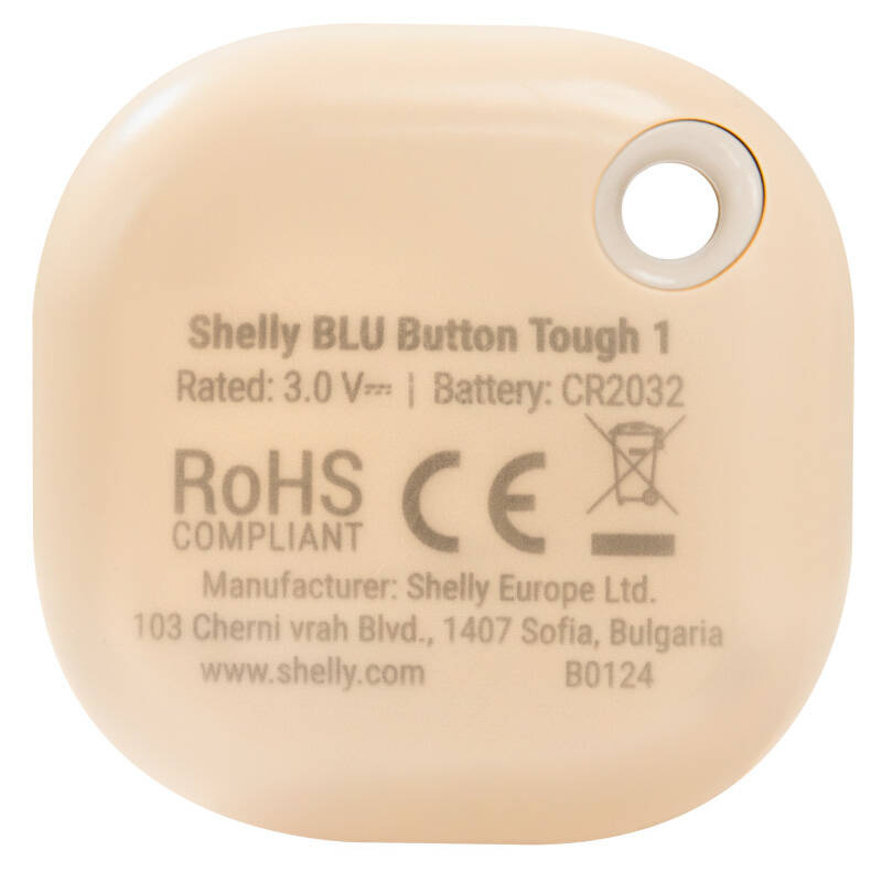 Shelly BLU Button Tough 1 – Buton inteligent Bluetooth pentru acțiuni și scene, Mocha