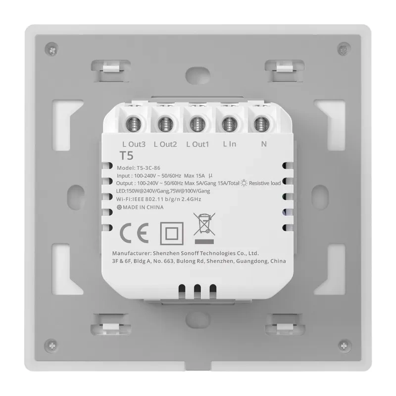 Sonoff TX T5 3C – Întrerupător Tactil Inteligent Wi‑Fi cu 3 Canale, LED RGB și Feedback Multisenzorial