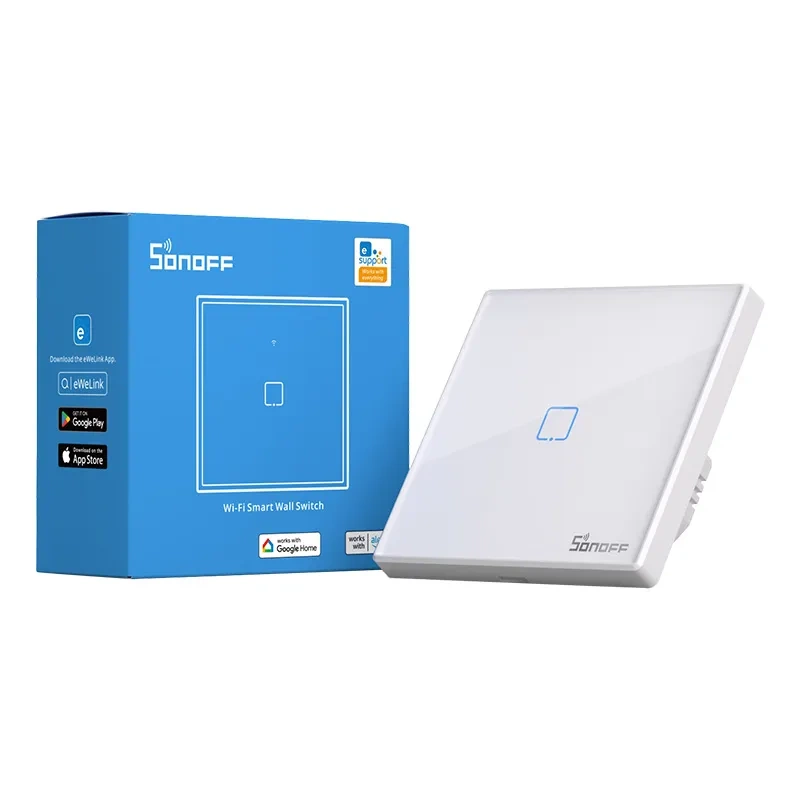 Sonoff T2 EU TX – Întrerupător tactil smart WiFi si RF 433MHz, 1 buton, design elegant, Alexa & Google