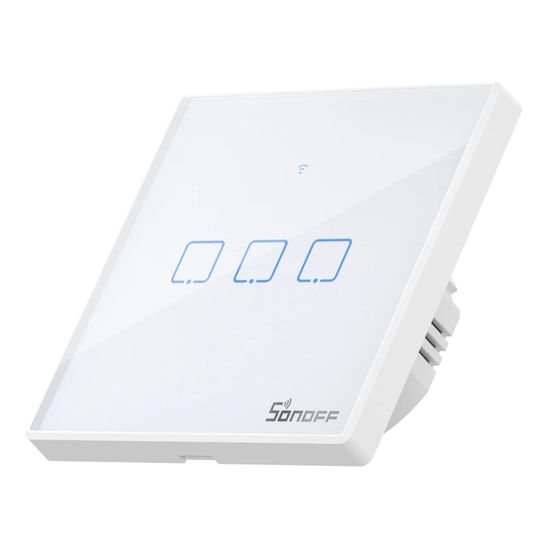Sonoff T2 EU TX – Întrerupător tactil smart Wi-Fi și RF 433 MHz, 3 butoane, design elegant, compatibil Alexa și Google