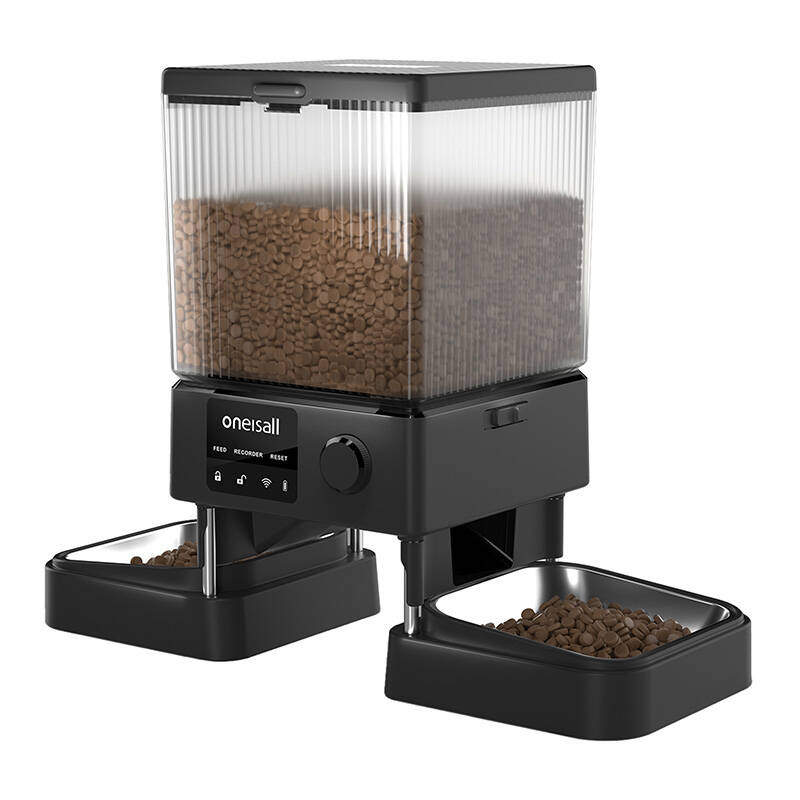 Oneisall PFD-002 – Distribuitor automat dublu de hrană pentru animale de companie, WiFi, 2,1 kg