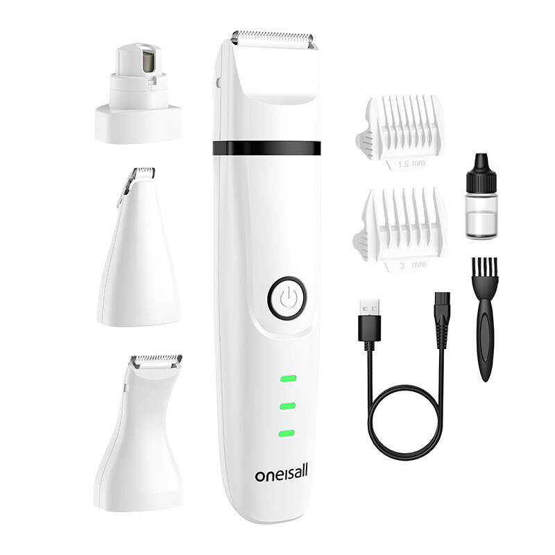 Oneisall N12 – Mașină de tuns 4 în 1 pentru animale, 600mAh, autonomie 90 min, silențioasă 60dB, alb