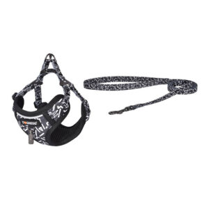 Dogness – Set lesă și ham pentru câini, negru si alb
