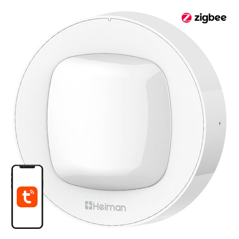 Heiman WS3MS – Senzor inteligent de mișcare PIR WiFi, 9m, 90°, compatibil Tuya, Smart Life