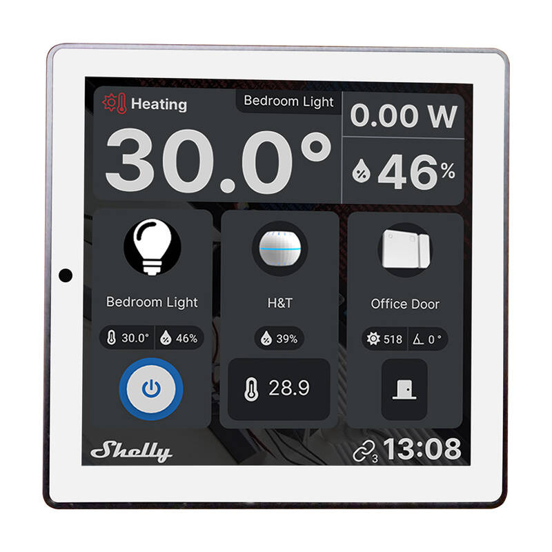 Set Shelly – Panou de control Wall Display (alb) + Senzor BLU H&T Ivory pentru temperatură și umiditate