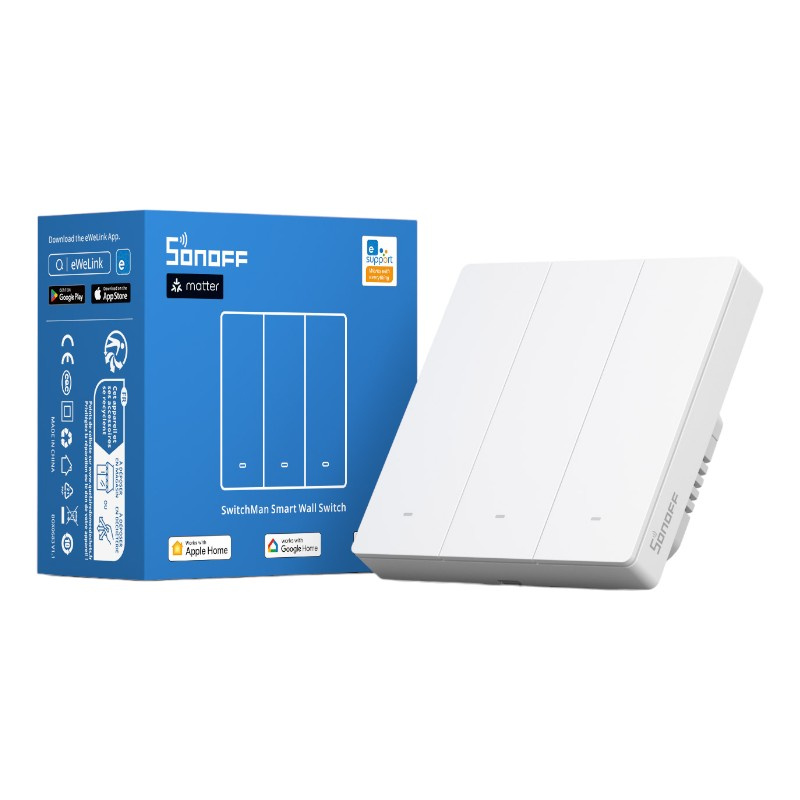 Sonoff M5 3C 86W - Întrerupător smart Matter cu 3 canale, compatibil Thread/WiFi