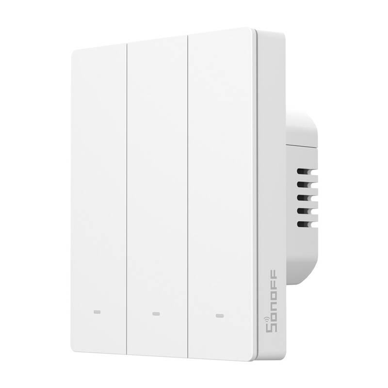 Sonoff M5-3C-80W – Întrerupător smart Wi-Fi, 3 butoane 2A pe canal, LED reglabil, scene și cronometre, compatibil Matter