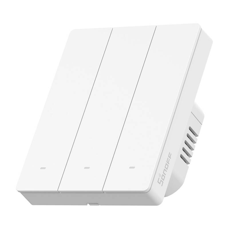 Sonoff M5-3C-80W – Întrerupător smart Wi-Fi, 3 butoane 2A pe canal, LED reglabil, scene și cronometre, compatibil Matter