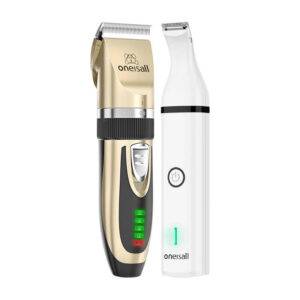 Oneisall X2 + N5 – Set mașină de tuns și trimmer pentru animale de companie, autonomie 240 min + 120 min, reîncărcabile