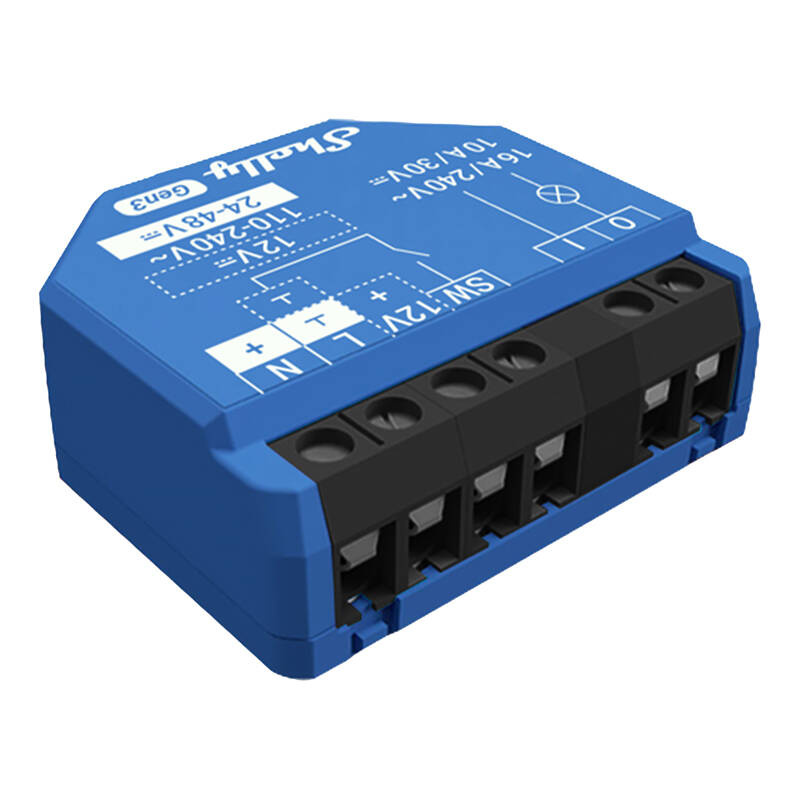 Shelly 1 Gen3 – Releu inteligent WiFi, 1 canal, 16A, contacte uscate