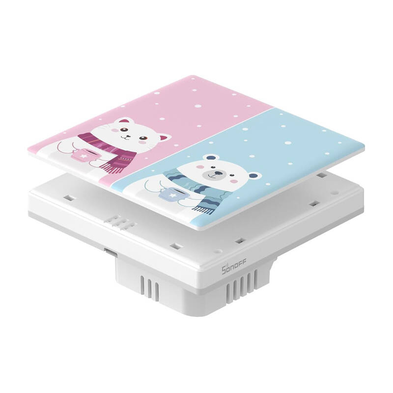 Sonoff T5 Cartoon 2C – Capac frontal decorativ pentru întrerupător smart TX Ultimate, design cartoon, compatibil 2 canale