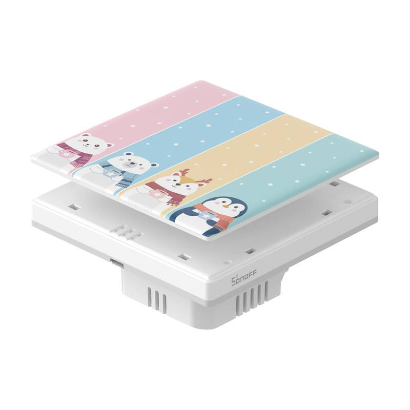 Sonoff T5 Cartoon 4C – Capac frontal decorativ pentru întrerupător smart TX Ultimate, design cartoon, compatibil 4 canale