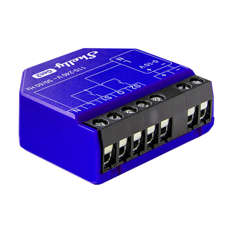 Shelly Dimmer 0/1-10V PM Gen3 – Controler inteligent de iluminat WiFi, 1 canal, cu monitorizare consum