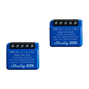 Shelly 1 Mini Gen3 – Set 2 relee inteligente WiFi compacte, 1 canal, contacte uscate, 8A