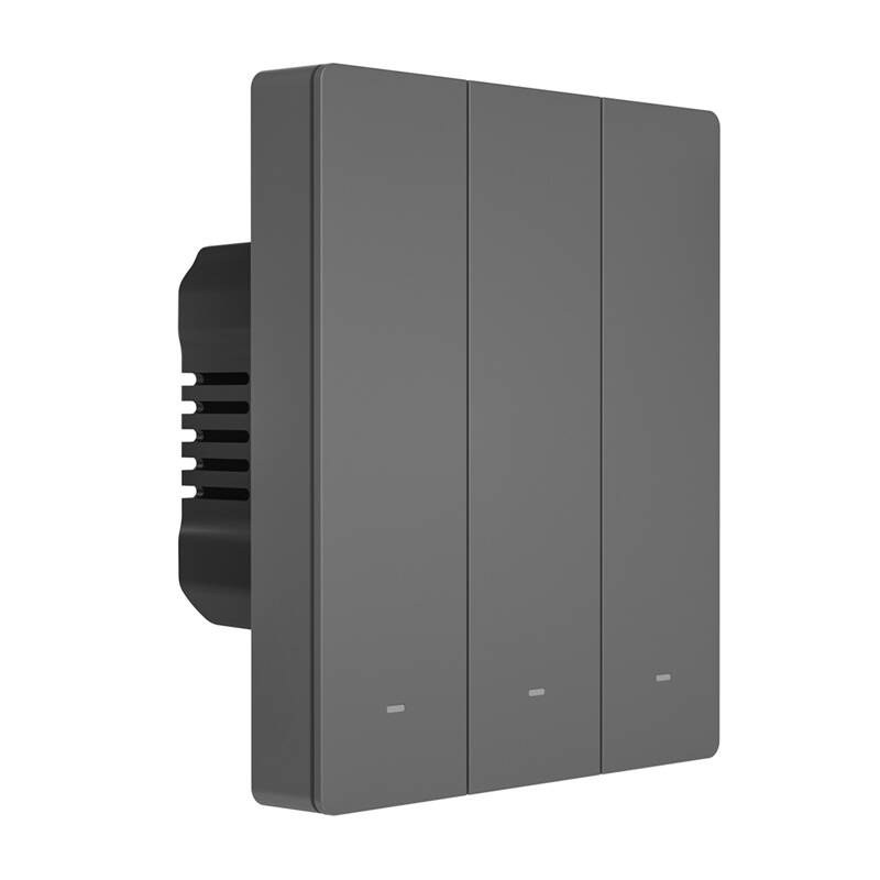 Sonoff M5‑3C‑80 – întrerupător Wi‑Fi Matter smart, 3 canale, 6A, LED reglabil, gri