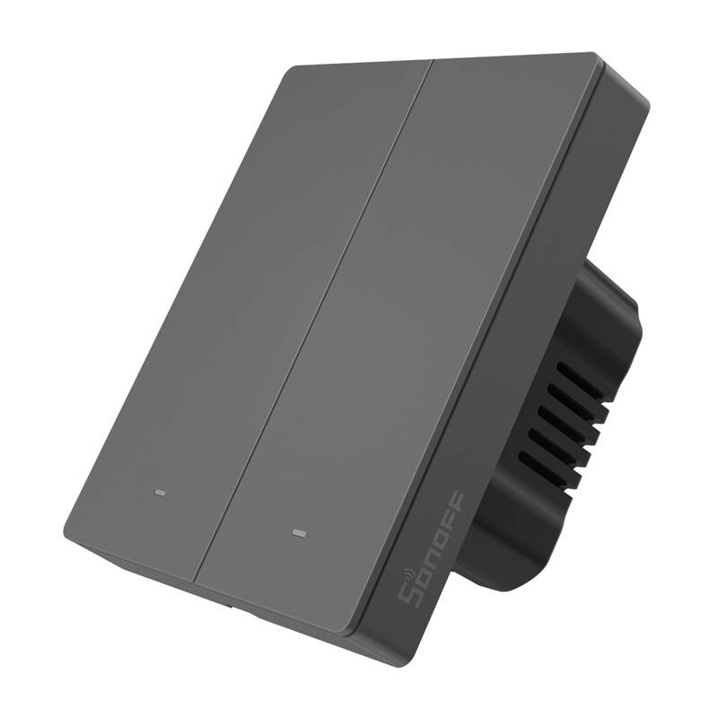 Sonoff M5‑2C‑80 – întrerupător Wi‑Fi Matter smart, 2 canale, 6A, LED reglabil, gri