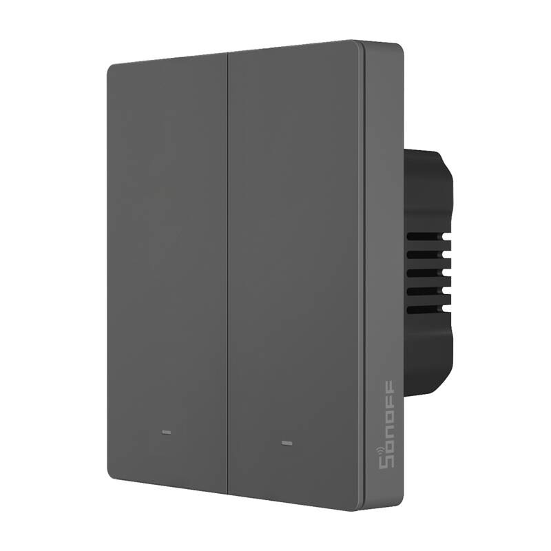 Sonoff M5‑2C‑80 – întrerupător Wi‑Fi Matter smart, 2 canale, 6A, LED reglabil, gri