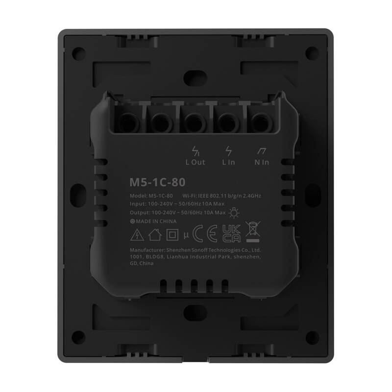 Sonoff M5‑1C‑80 – întrerupător Wi‑Fi Matter smart, 1 canal, 6A, LED reglabil, gri