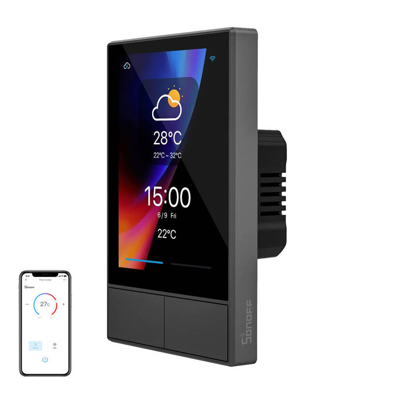 Sonoff NSPanel Pro 120 – Panou smart Wi-Fi 4,7 inch tactil, hub ZigBee 3.0, termostat integrat, 2 butoane fizice, negru