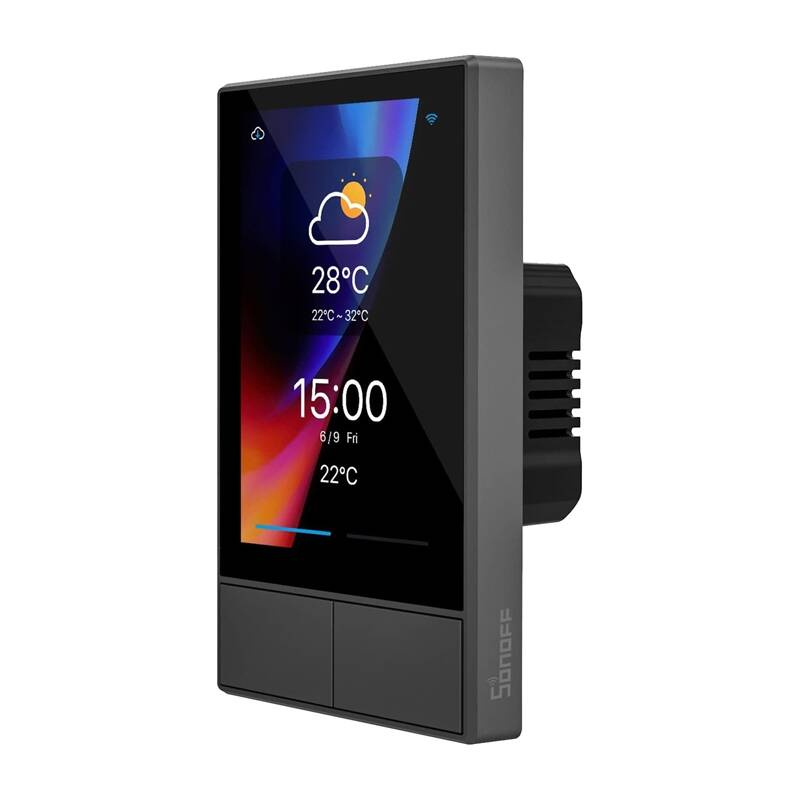 Sonoff NSPanel Pro 120 – Panou smart Wi-Fi 4,7 inch tactil, hub ZigBee 3.0, termostat integrat, 2 butoane fizice, negru