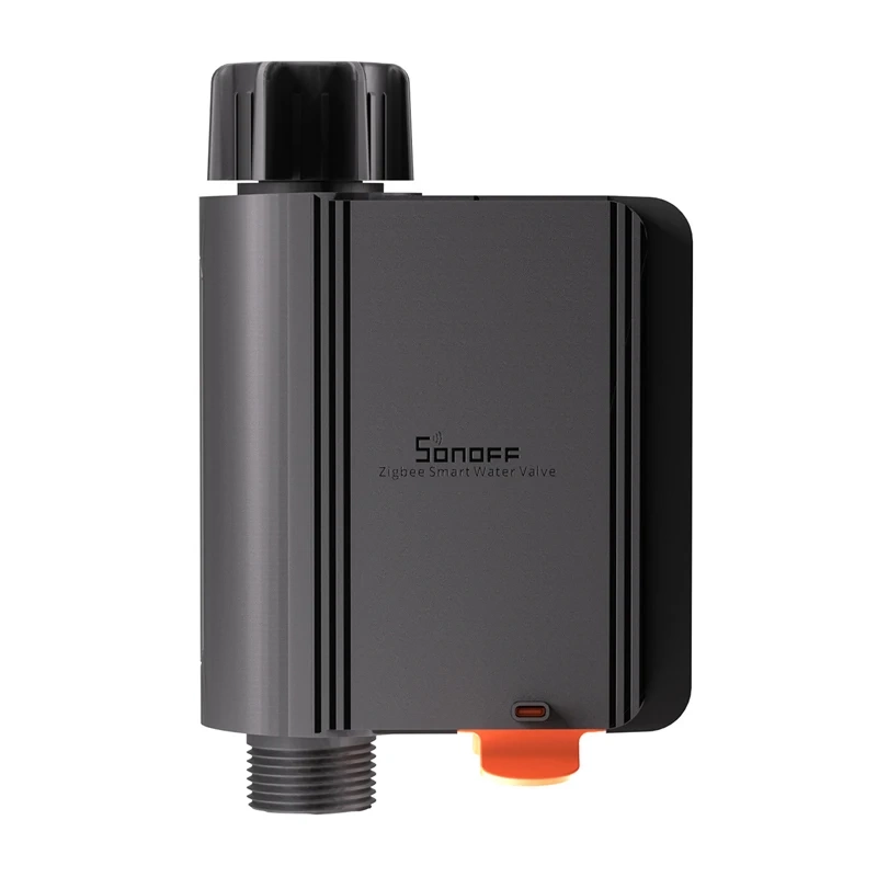Sonoff SWV-BSP – Electrovalvă smart ZigBee 3.0 pentru irigații, programare volum și timp, IP55, alimentare 4xAA, negru