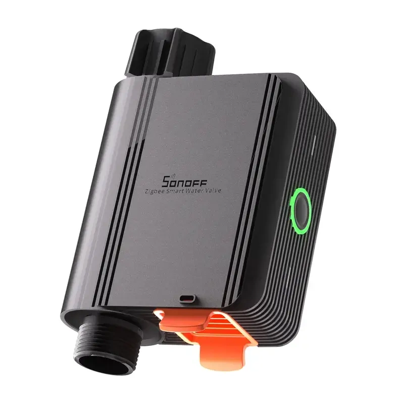Sonoff SWV-BSP – Electrovalvă smart ZigBee 3.0 pentru irigații, programare volum și timp, IP55, alimentare 4xAA, negru
