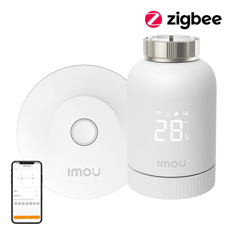 IMOU KIT-TRV1-EU-2 – Pachet hub ZigBee și cap termostatic TRV1, 6 adaptoare incluse, control prin aplicația Imou Life