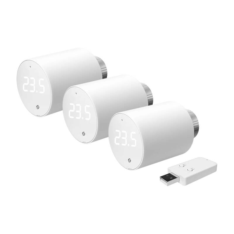 Shelly BLU TRV – Set 3 capete termostatice inteligente Bluetooth cu unitate de control, alb