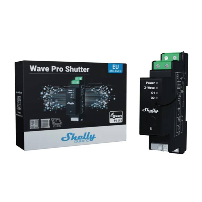 Shelly Qubino Wave Pro Shutter – Releu inteligent Z-Wave pentru șină DIN, control jaluzele/rulouri, cu monitorizare consum