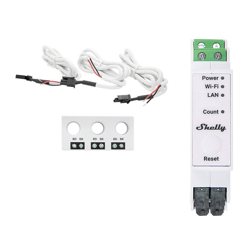 Shelly Pro 3EM-3CT63 – Contor inteligent de energie trifazat WiFi, 63A, montaj pe șină DIN, cu 3 transformatoare incluse