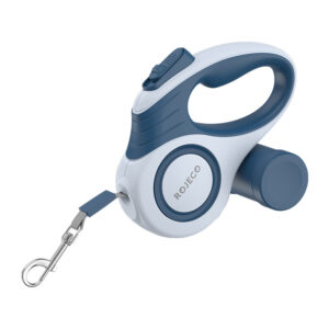 Rojeco A12 – Lesă automată retractabilă pentru câini, 3m, potrivită până la 20 kg, culoare albastru