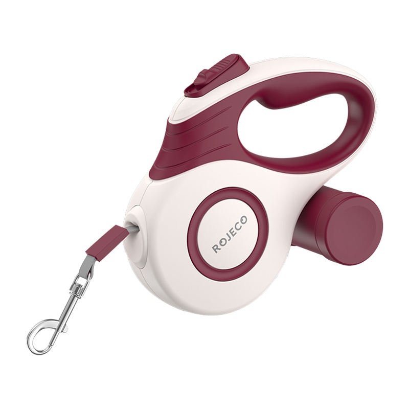 Rojeco A12 – Lesă automată retractabilă pentru câini, 5m, potrivită până la 35 kg, culoare roșu