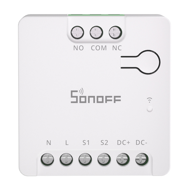 Sonoff MINI-D – Releu Wi-Fi dry-contact Matter, intrare AC și DC, control porți și garaj, motor până la 8W, 24V 2A, alb