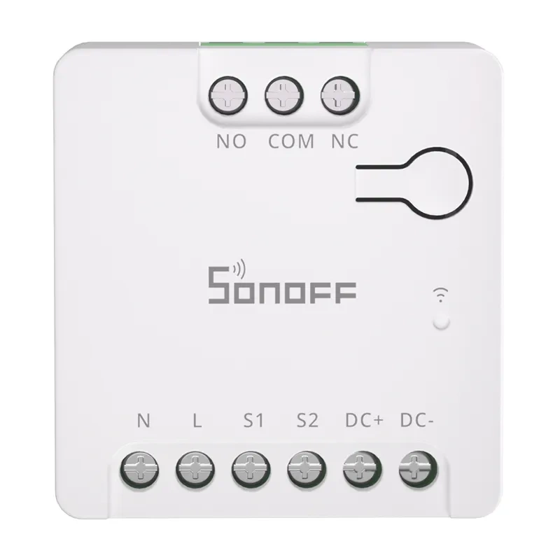 Sonoff MINI-D – Releu Wi-Fi dry-contact Matter, intrare AC și DC, control porți și garaj, motor până la 8W, 24V 2A, alb