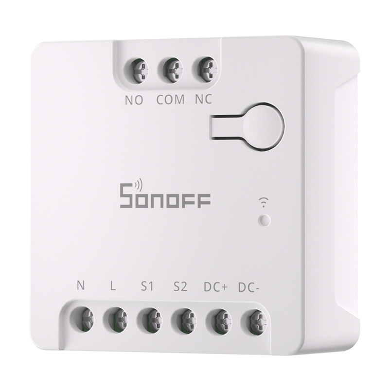 Sonoff MINI-D – Releu Wi-Fi dry-contact Matter, intrare AC și DC, control porți și garaj, motor până la 8W, 24V 2A, alb