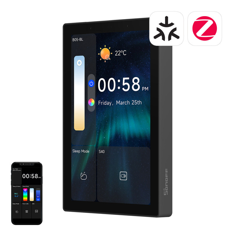 Sonoff NSPanel Pro 120 – Panou control Wi‑Fi 4,7″ tactil, Hub Zigbee 3.0 & Matter, interfon, widget energie,termostat, negru