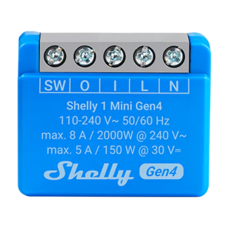 Shelly 1 Mini Gen4 – Releu inteligent Zigbee/Matter, 1 canal, 8A, contacte uscate