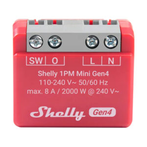 Shelly 1PM Mini Gen4 – Releu inteligent Zigbee/Matter, 1 canal, 8A, cu monitorizare consum