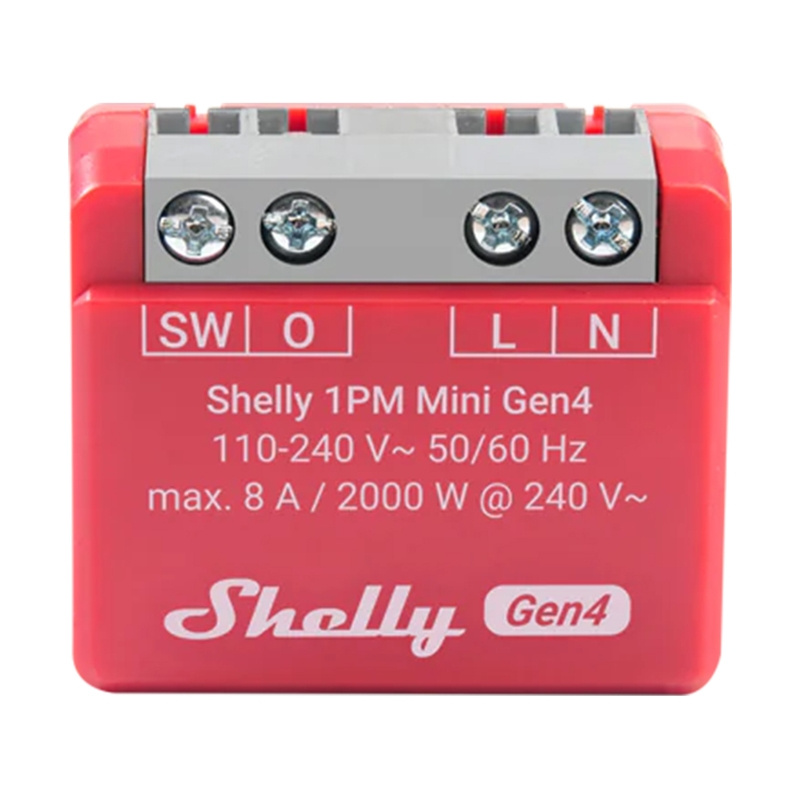 Shelly 1PM Mini Gen4 – Releu inteligent Zigbee/Matter, 1 canal, 8A, cu monitorizare consum