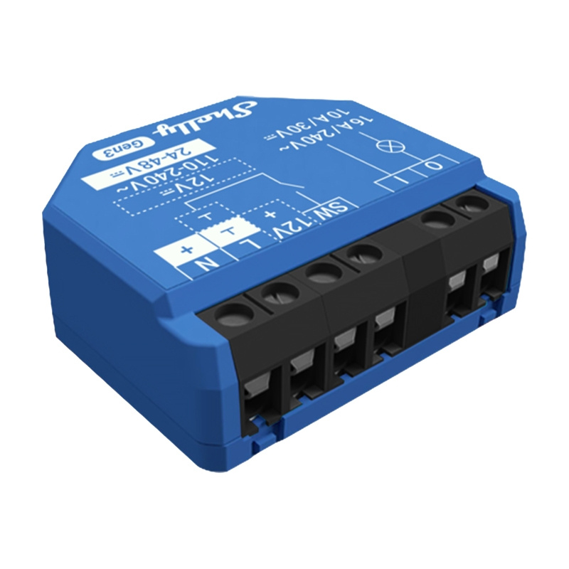 Shelly 1 Gen3 – Set 4 relee inteligente WiFi/Bluetooth, 1 canal, 16A, contacte uscate