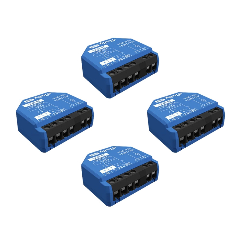 Shelly 1 Gen3 – Set 4 relee inteligente WiFi/Bluetooth, 1 canal, 16A, contacte uscate