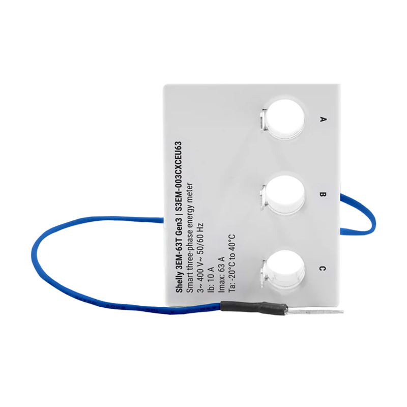 Shelly 3EM-63T Gen3 – Contor inteligent de energie trifazat WiFi, 63A, montaj pe șină DIN, terminal plat