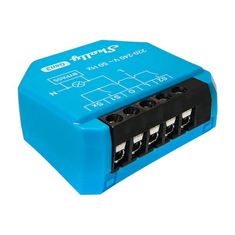 Shelly 1L Gen3 – Releu inteligent WiFi pentru iluminat, 1 canal, 8A, funcționare fără nul