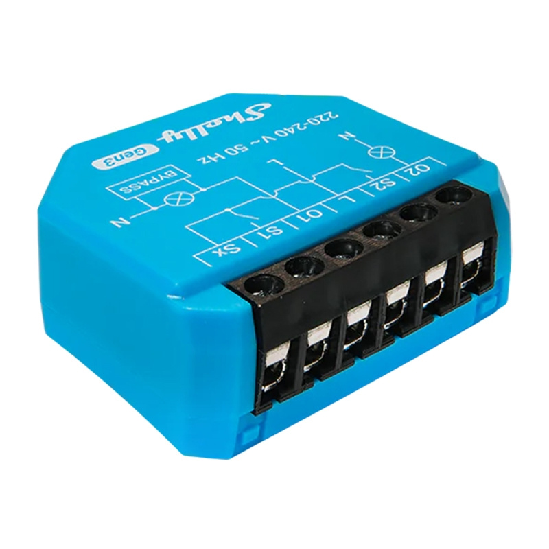 Shelly 2L Gen3 – Releu inteligent WiFi pentru iluminat, 2 canale, funcționare fără nul, cu Bypass inclus
