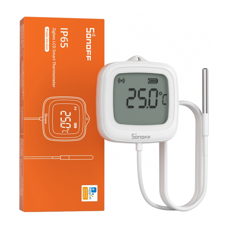 Sonoff SNZB-02LD – Senzor temperatură Zigbee 3.0 cu sondă 1,5 m, afişaj LCD, IP65