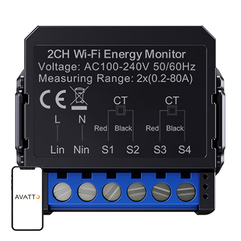 Contor de energie inteligent bidirecțional Avatto WiFi WPM16-2