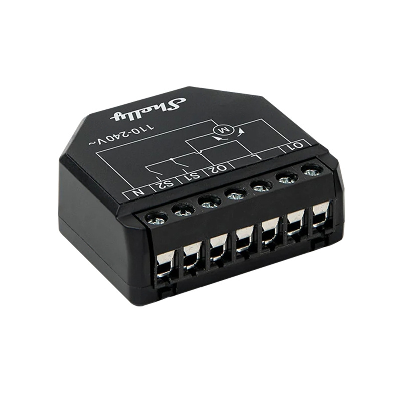 Controler smart WiFi pentru rulouri și jaluzele Shelly Shutter (S3SH-0A2P4EU), 1 motor 230 V, reglaj lamele, măsurare consum, negru