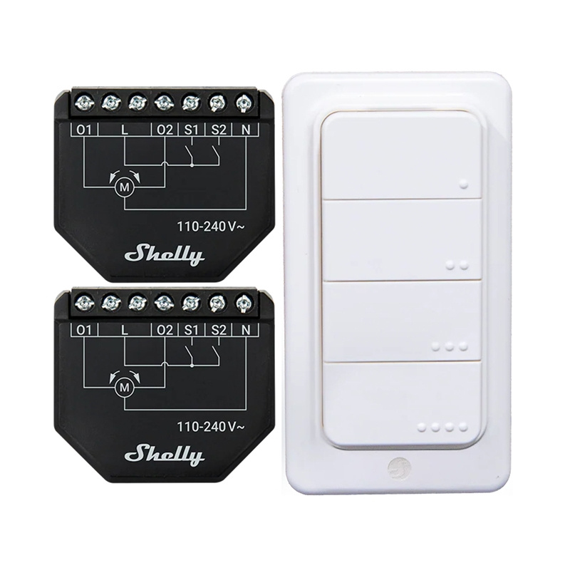 Set de 2 controlere WiFi pentru jaluzele/perdele Shelly Shutter + BLU RC Button 4