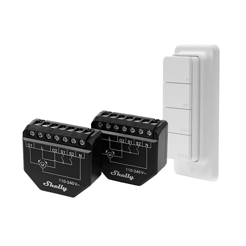 Set de 2 controlere WiFi pentru jaluzele/perdele Shelly Shutter + BLU RC Button 4